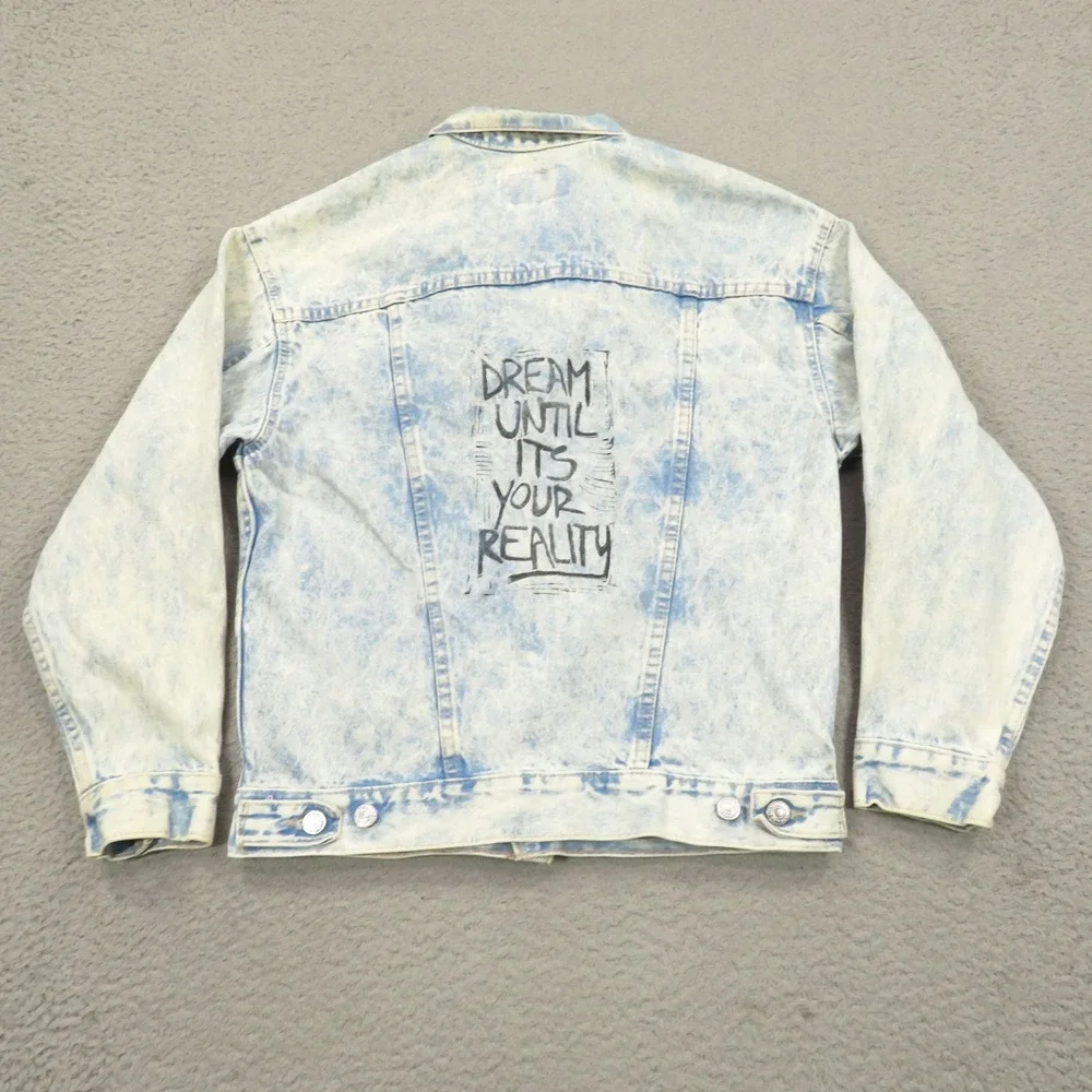 VINTAGE Levis Denim Jacket Large Made in USA Acid Wash Custom Trucker Type II